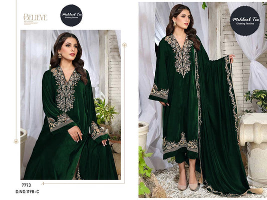 1198C Mehboob Tex Embroidery Work Velvet Suits