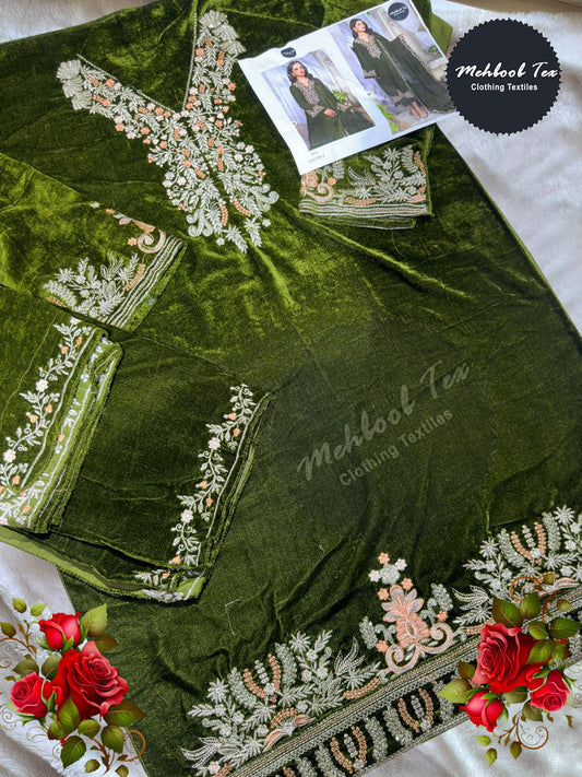 1198E Mehboob Tex Embroidery Work Velvet Suits