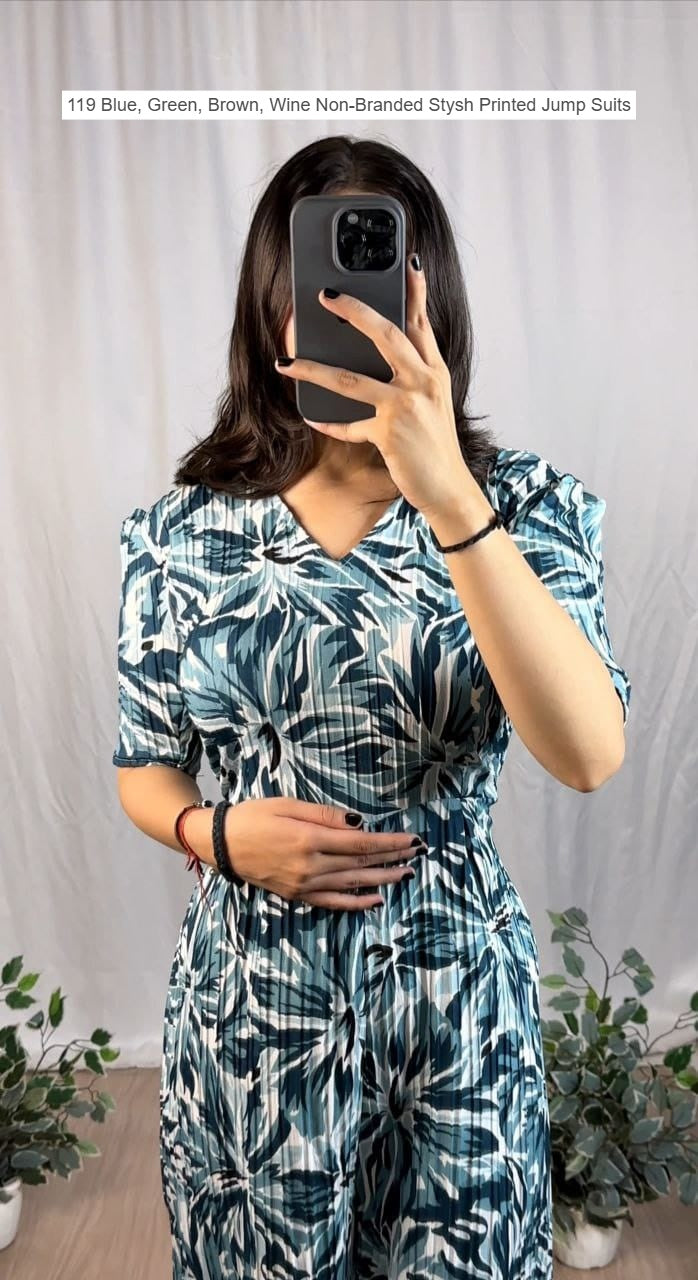 119 Blue, Green, Brown, Wine Non-Branded Stysh Printed Jump Suits
