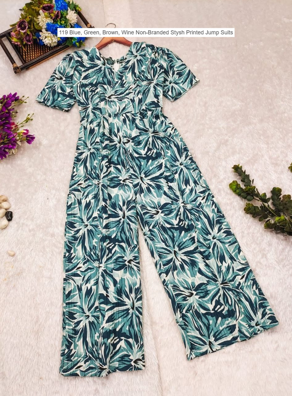 119 Blue, Green, Brown, Wine Non-Branded Stysh Printed Jump Suits