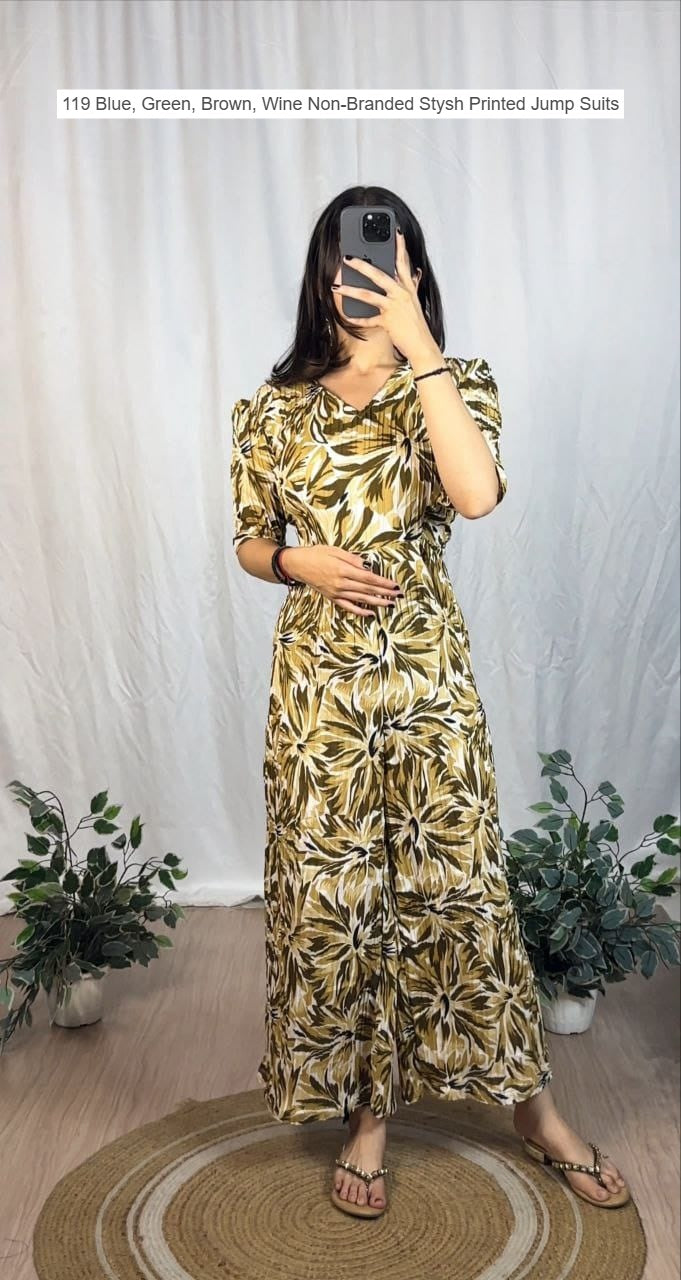 119 Blue, Green, Brown, Wine Non-Branded Stysh Printed Jump Suits