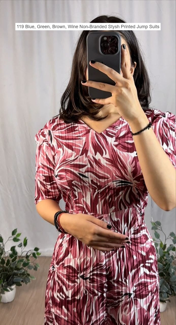 119 Blue, Green, Brown, Wine Non-Branded Stysh Printed Jump Suits