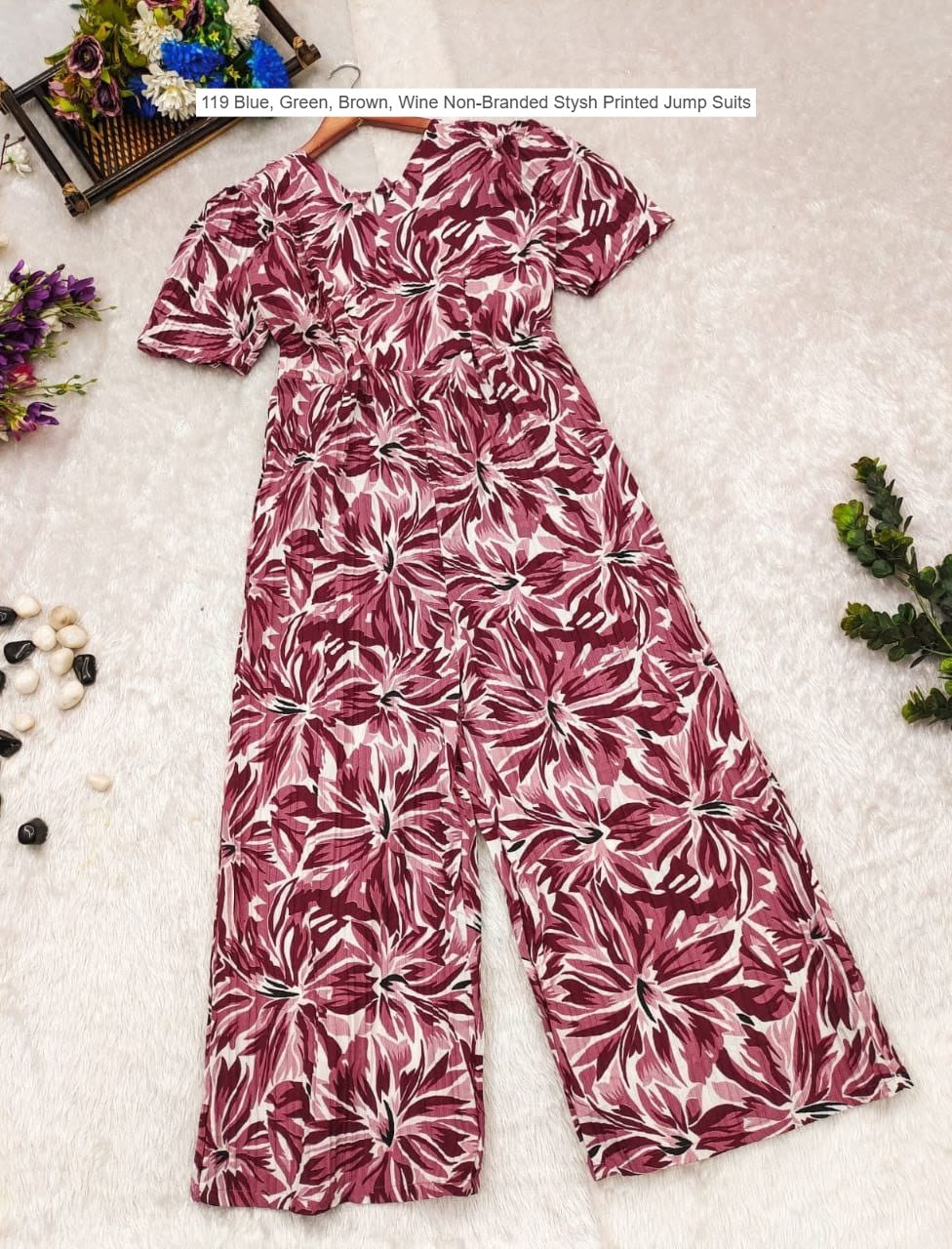 119 Blue, Green, Brown, Wine Non-Branded Stysh Printed Jump Suits