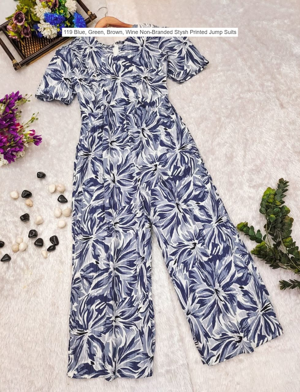 119 Blue, Green, Brown, Wine Non-Branded Stysh Printed Jump Suits