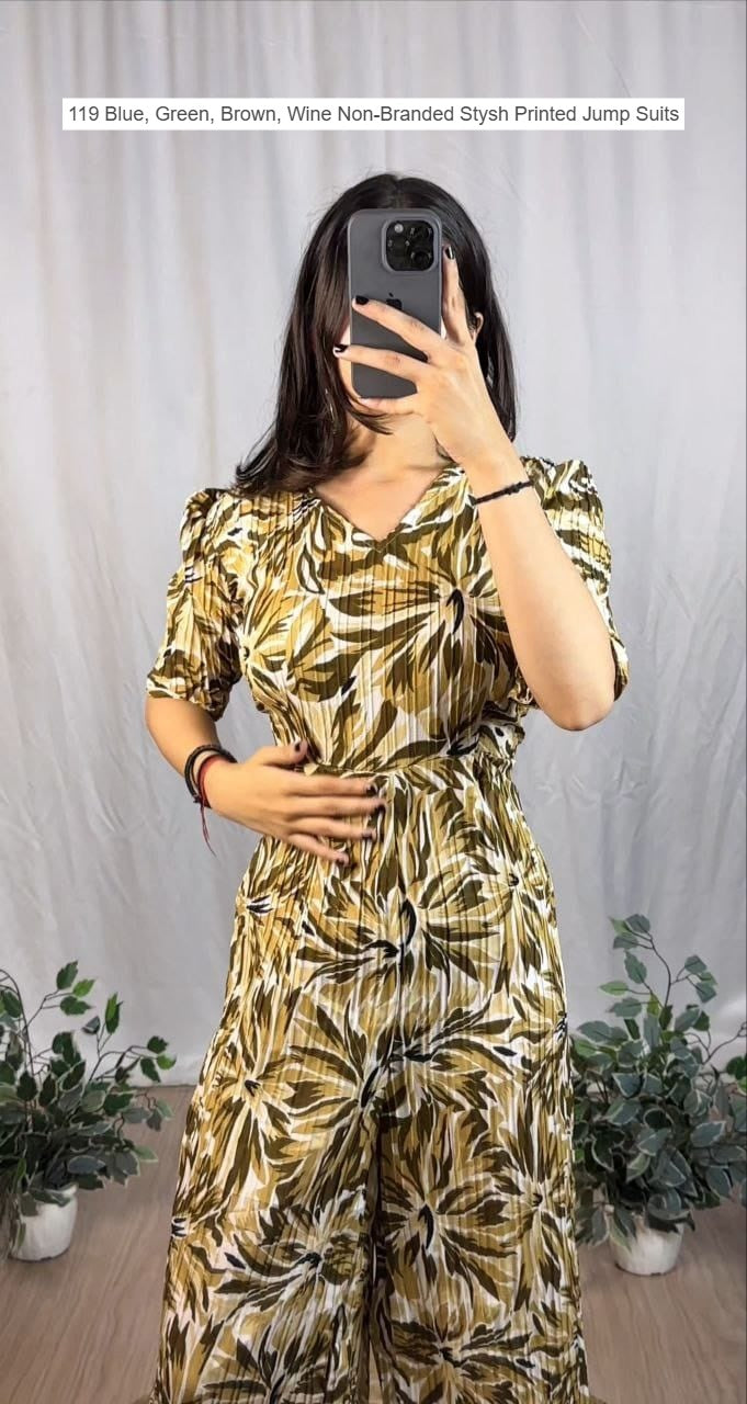 119 Blue, Green, Brown, Wine Non-Branded Stysh Printed Jump Suits