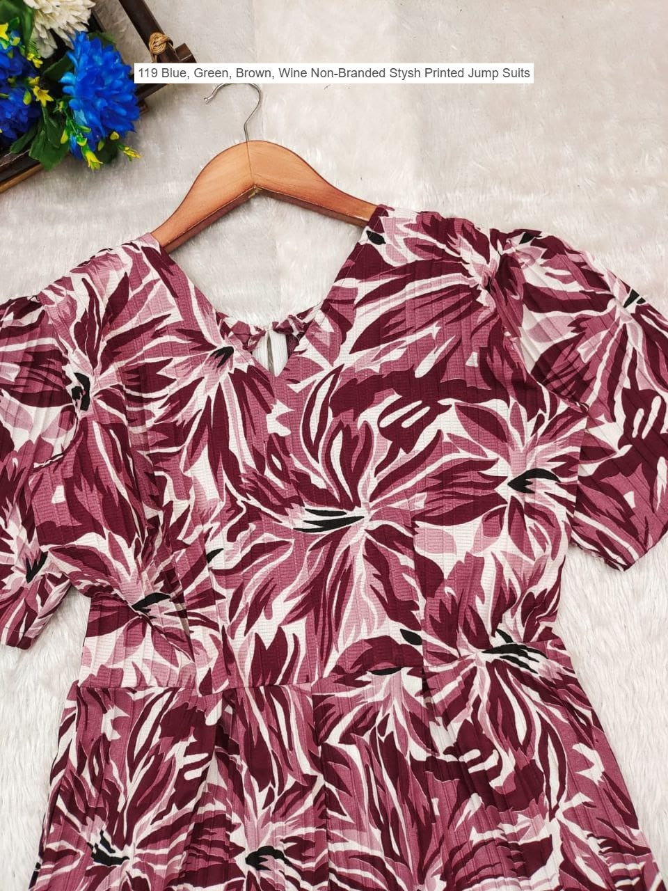 119 Blue, Green, Brown, Wine Non-Branded Stysh Printed Jump Suits