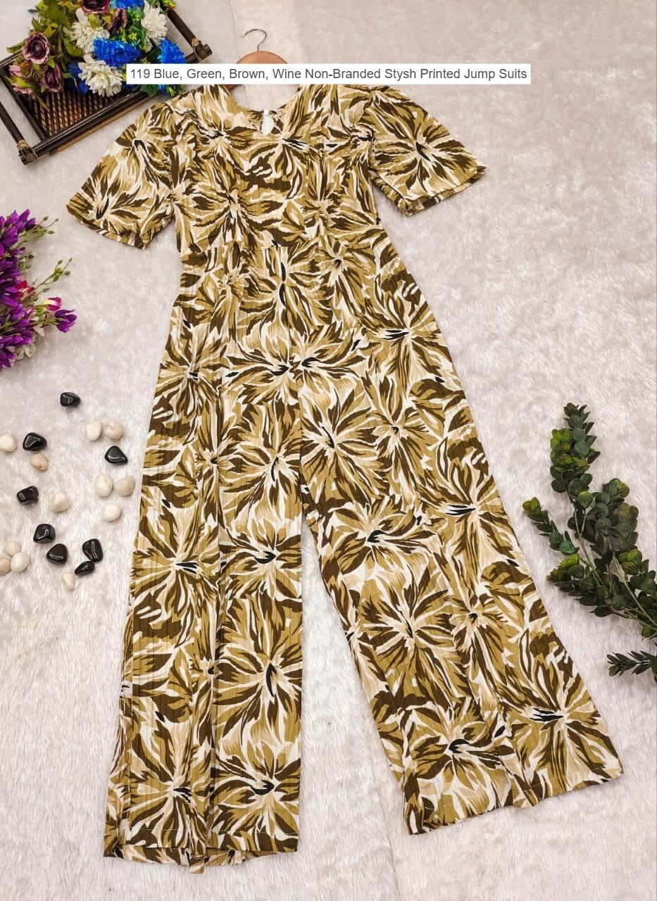 119 Blue, Green, Brown, Wine Non-Branded Stysh Printed Jump Suits