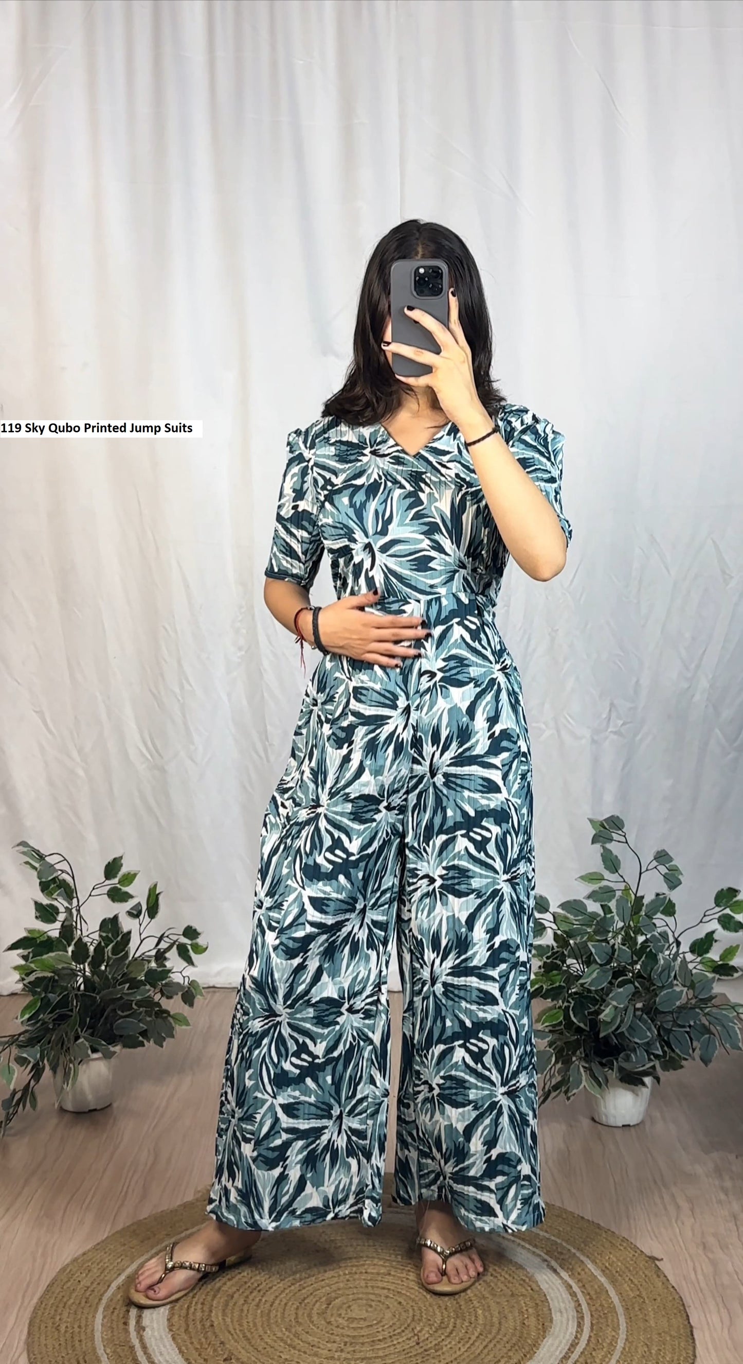 119 Sky Qubo Printed Jump Suits