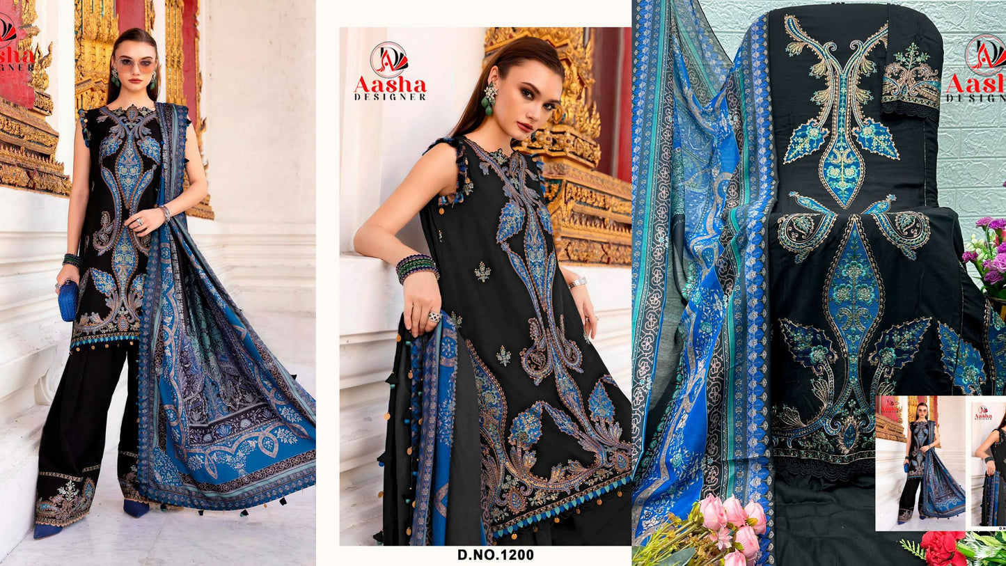 1200 Aasha Designer Rayon Cotton Pakistani Salwar Suits