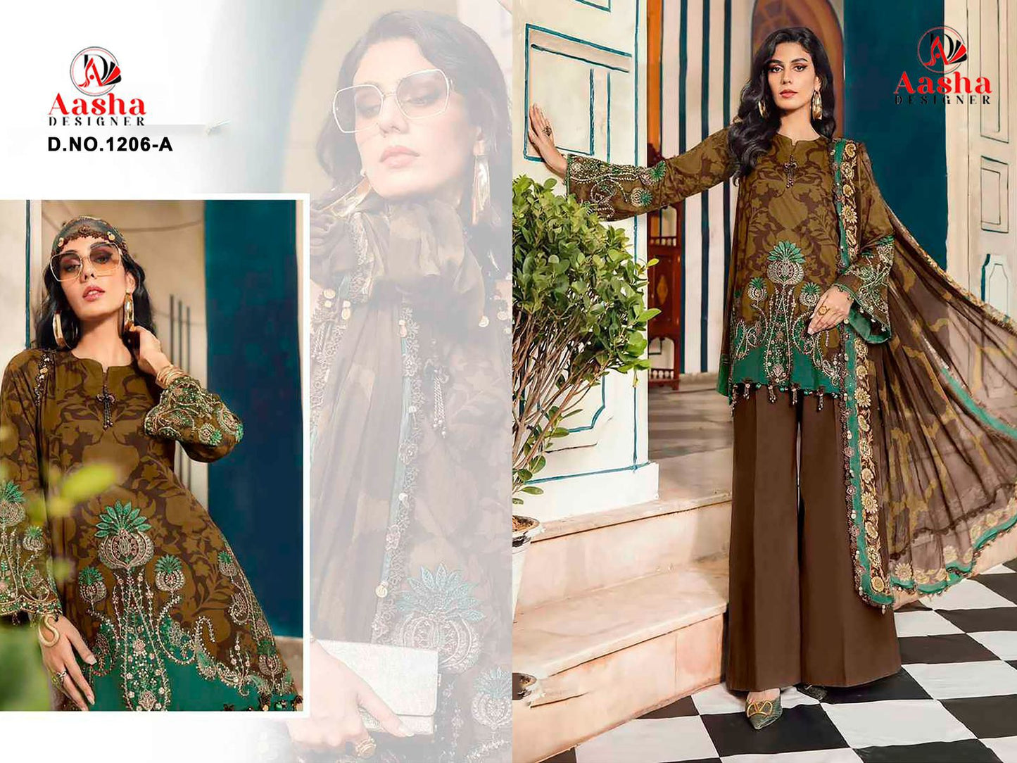 1206-A Aasha Designer Pure Cotton Pakistani Patch Suits