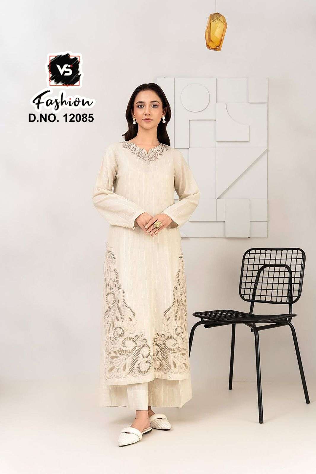 12085 Off White Vs Fashion Embroidery Pakistani Readymade Suits