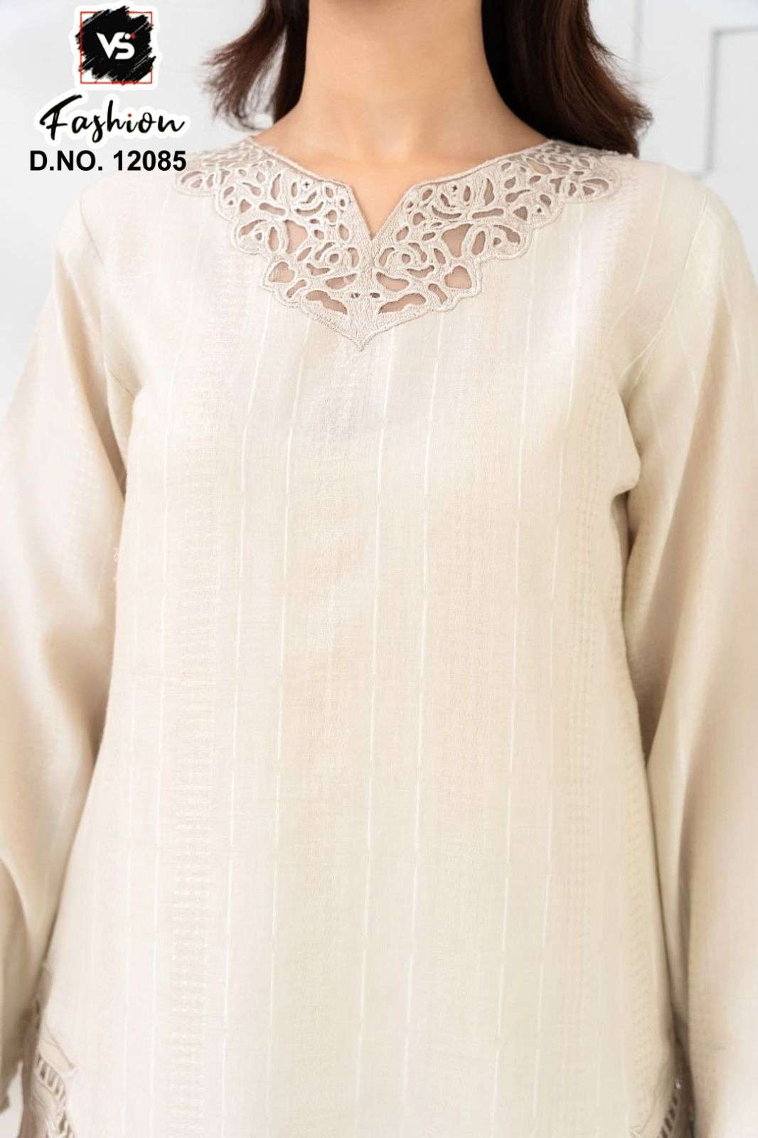 12085 Off White Vs Fashion Embroidery Pakistani Readymade Suits
