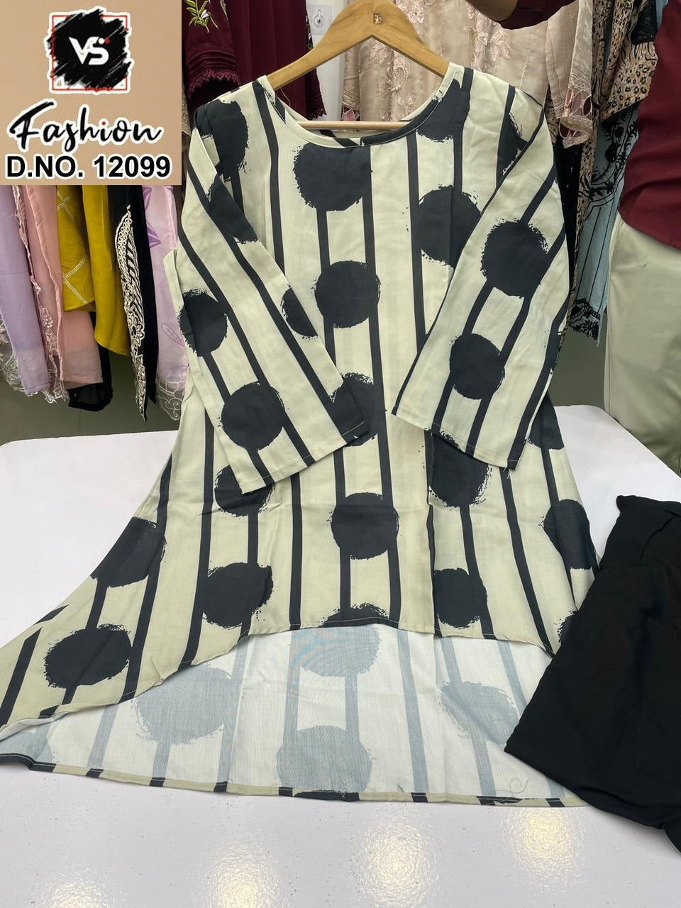 12099 Black Vs Fashion Reyon Kurti Plazzo Set