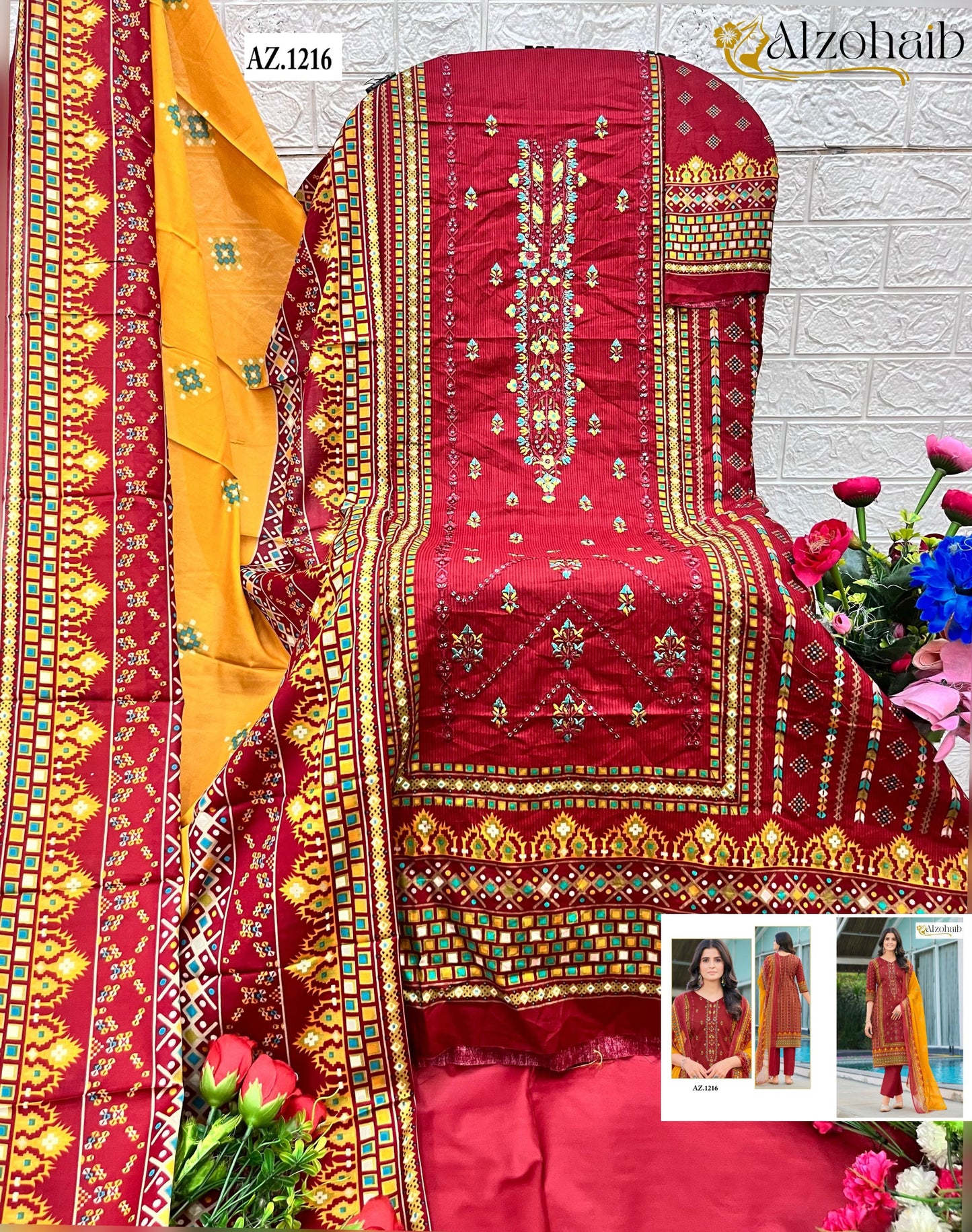 1216 Al Zohaib Printed Karachi Unstitched Suits