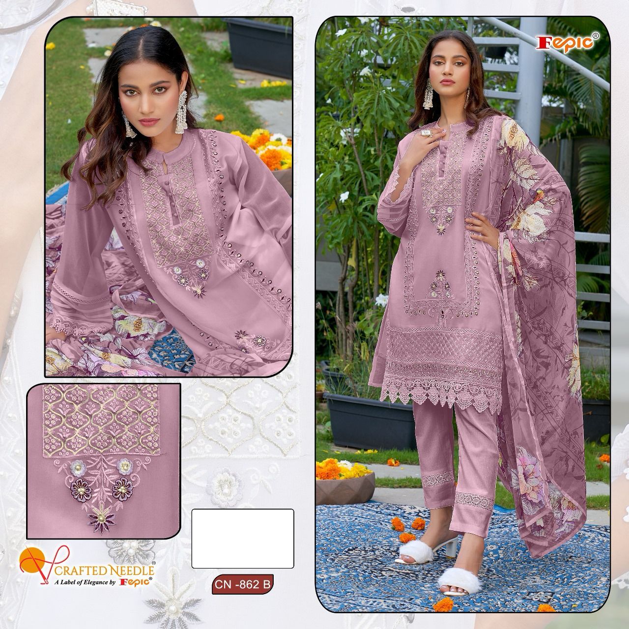 862B Crafted Needle Pakistani Readymade Suits