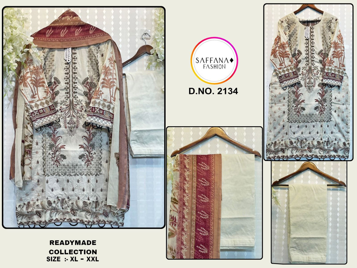 2134White Saffana Pakistani Readymade Suits