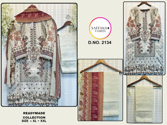 2134White Saffana Pakistani Readymade Suits