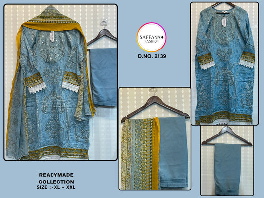 2139Blue Saffana Pakistani Readymade Suits