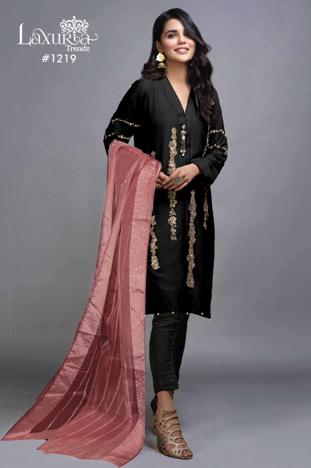 1219 Black Laxuria Trendz Pakistani Readymade Suits