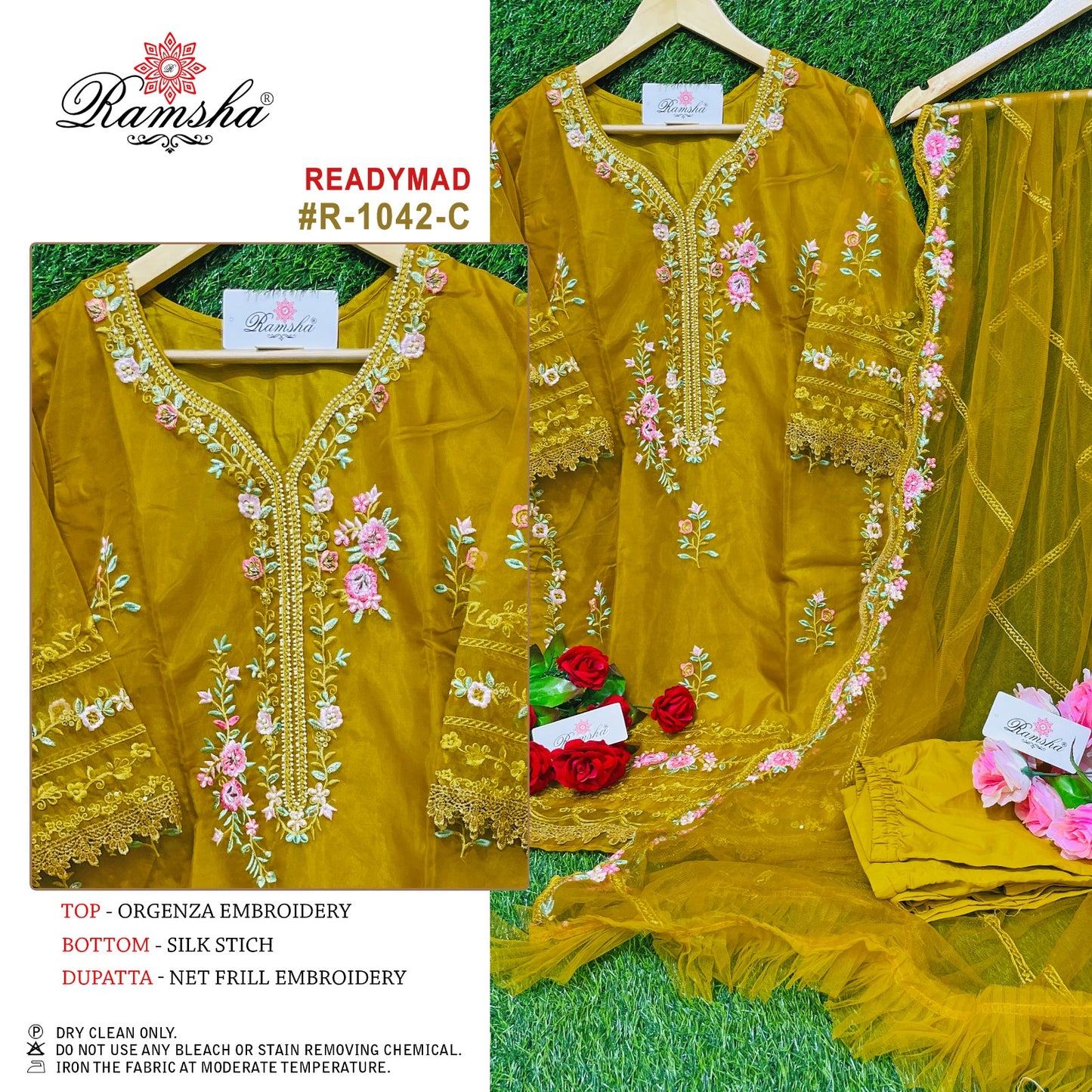 R-1042-C Ramsha Pakistani Readymade Suits