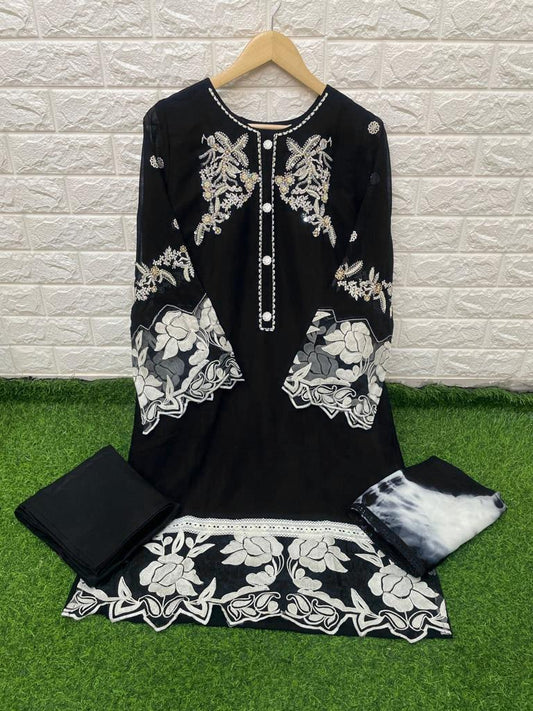 1237 Black Laxuria Trendz Neck Work Pakistani Readymade Suits