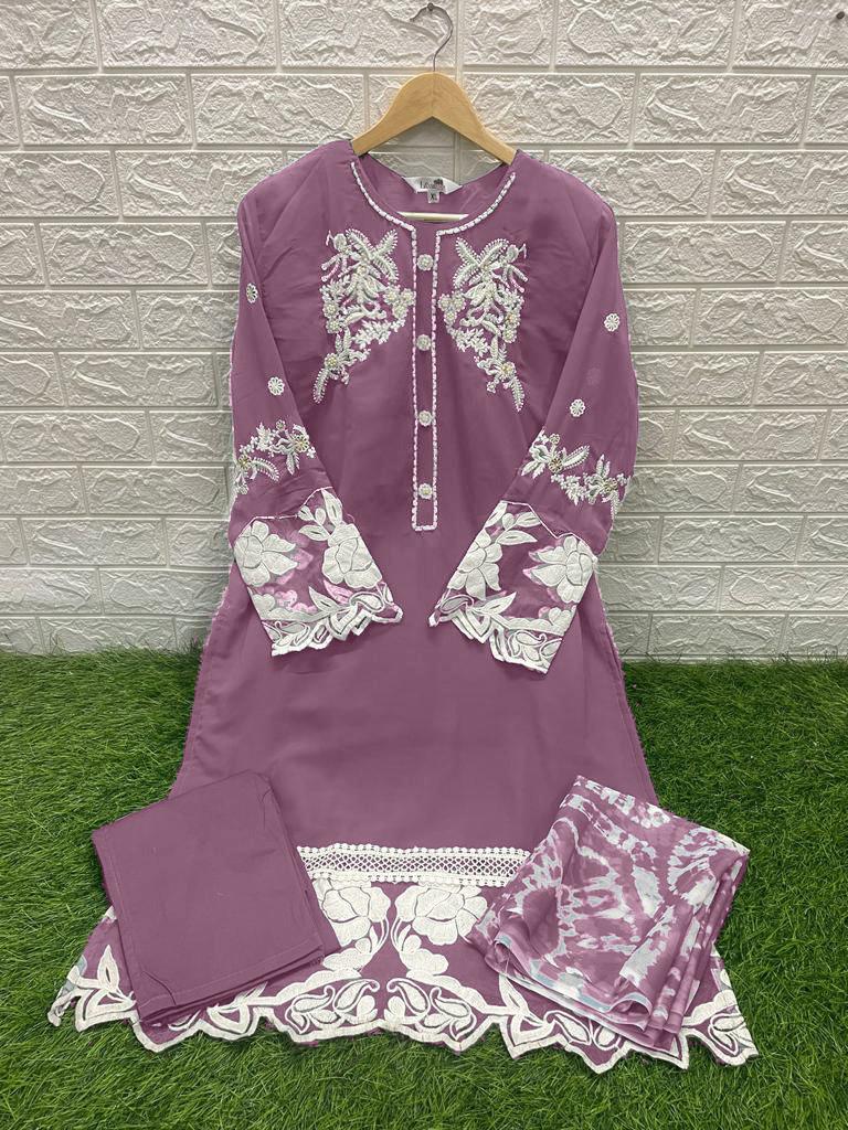 1237 Violet Laxuria Trendz Neck Work Pakistani Readymade Suits