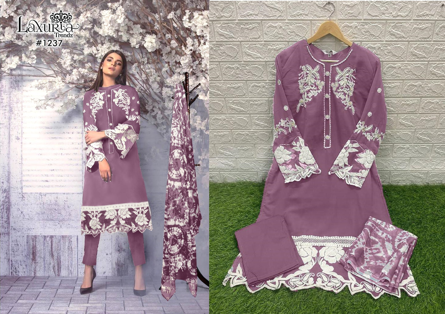 1237 Violet Laxuria Trendz Neck Work Pakistani Readymade Suits
