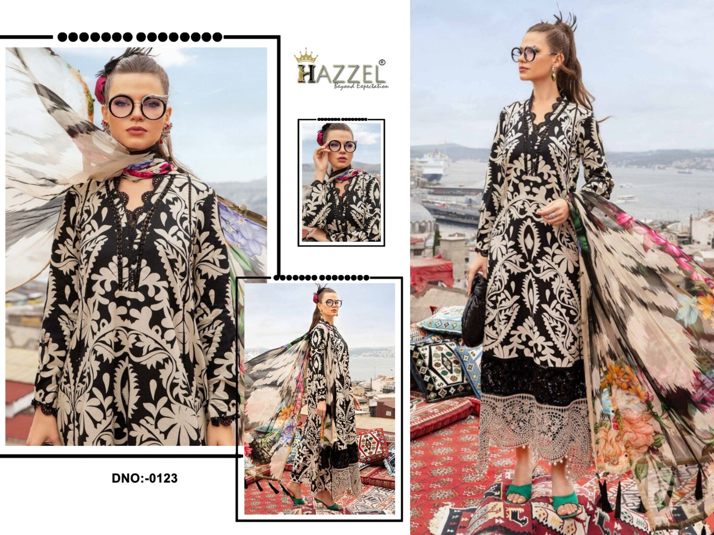 123 Hazzel Printed Pakistani Patch Suits