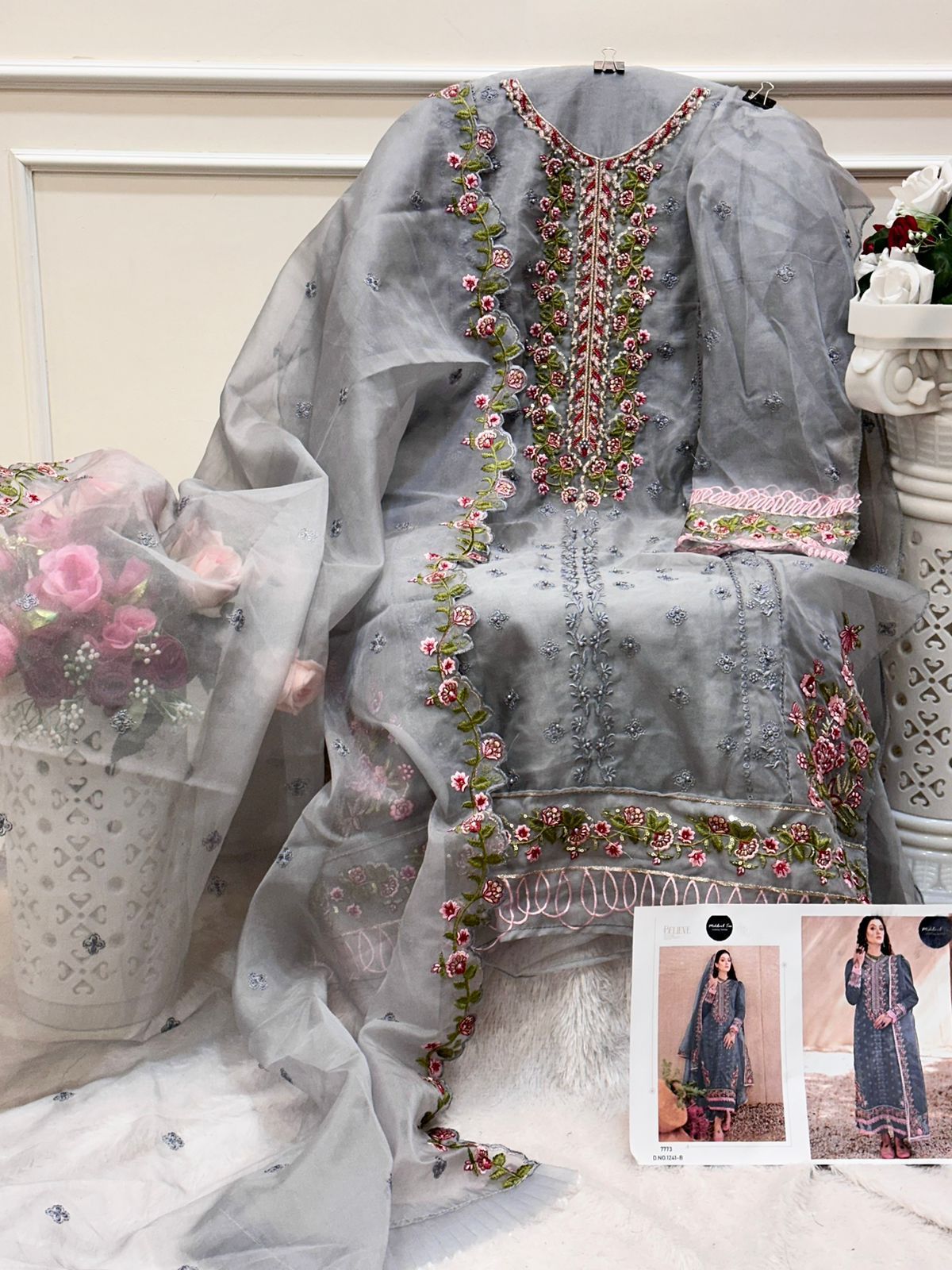 1241-B Mehboob Tex Organza Pakistani Salwar Suits