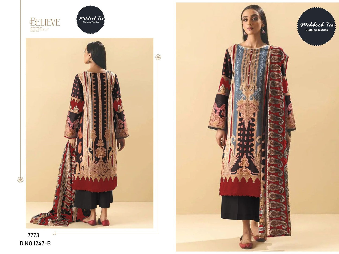 1247-B Mehboob Tex Embroidery Pakistani Patch Suits