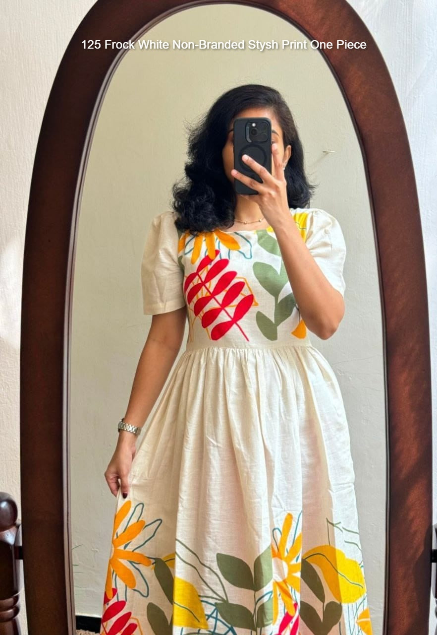 125 Frock White Non-Branded Stysh Print One Piece