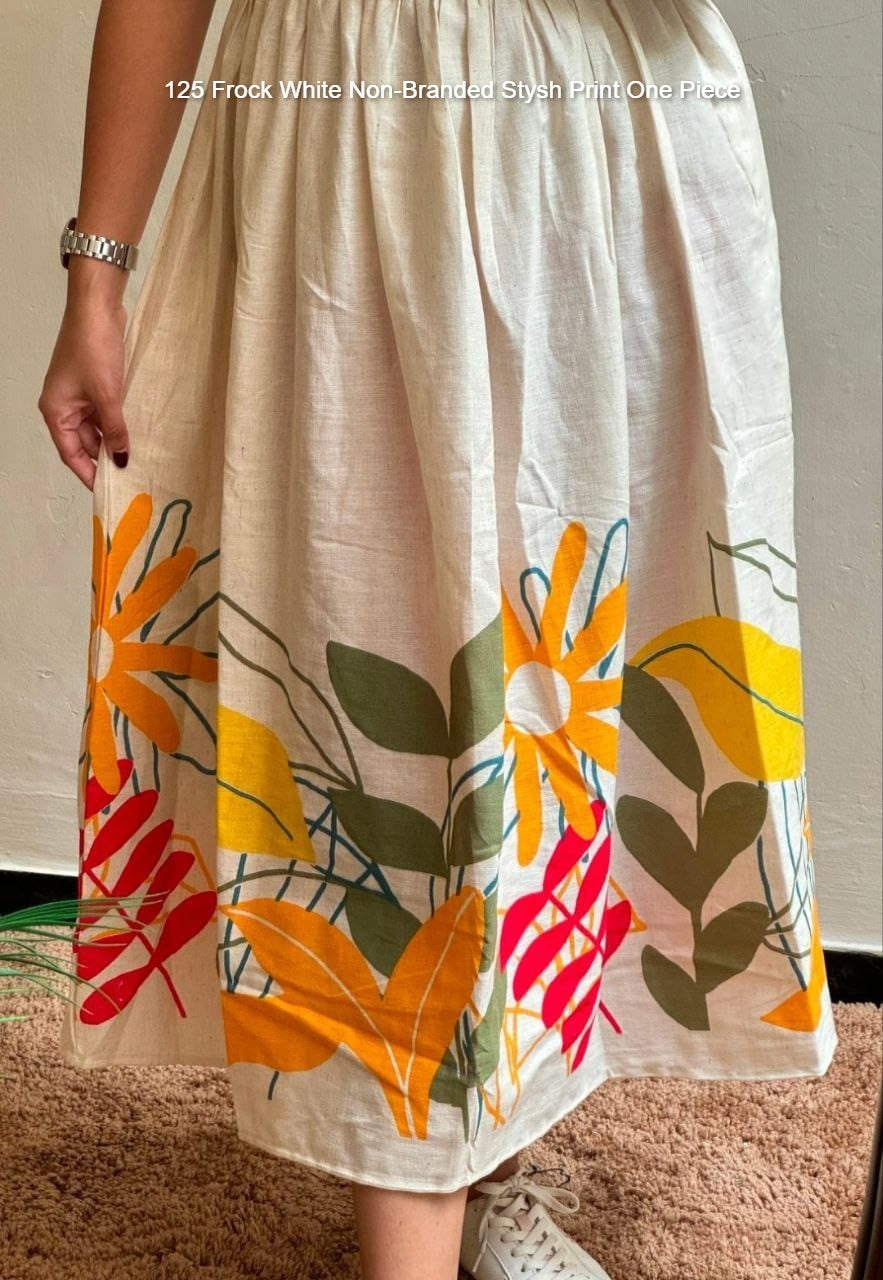 125 Frock White Non-Branded Stysh Print One Piece