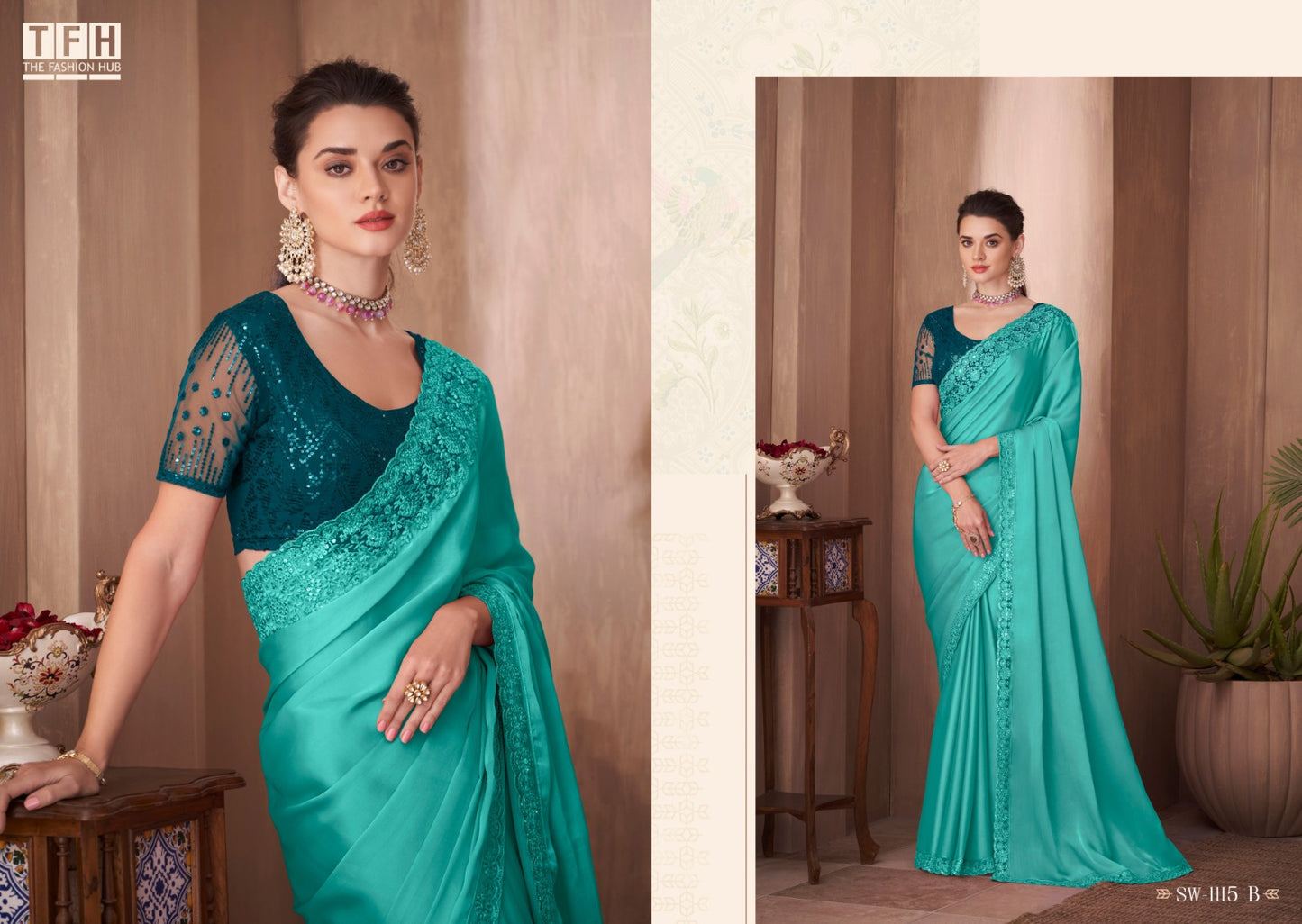 1115-B Sandalwood Tfh Sarees