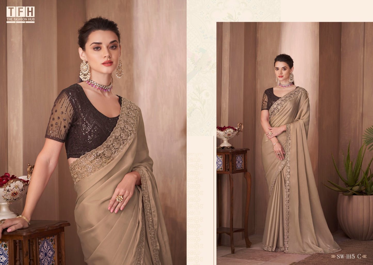 1115-C Sandalwood Tfh Sarees