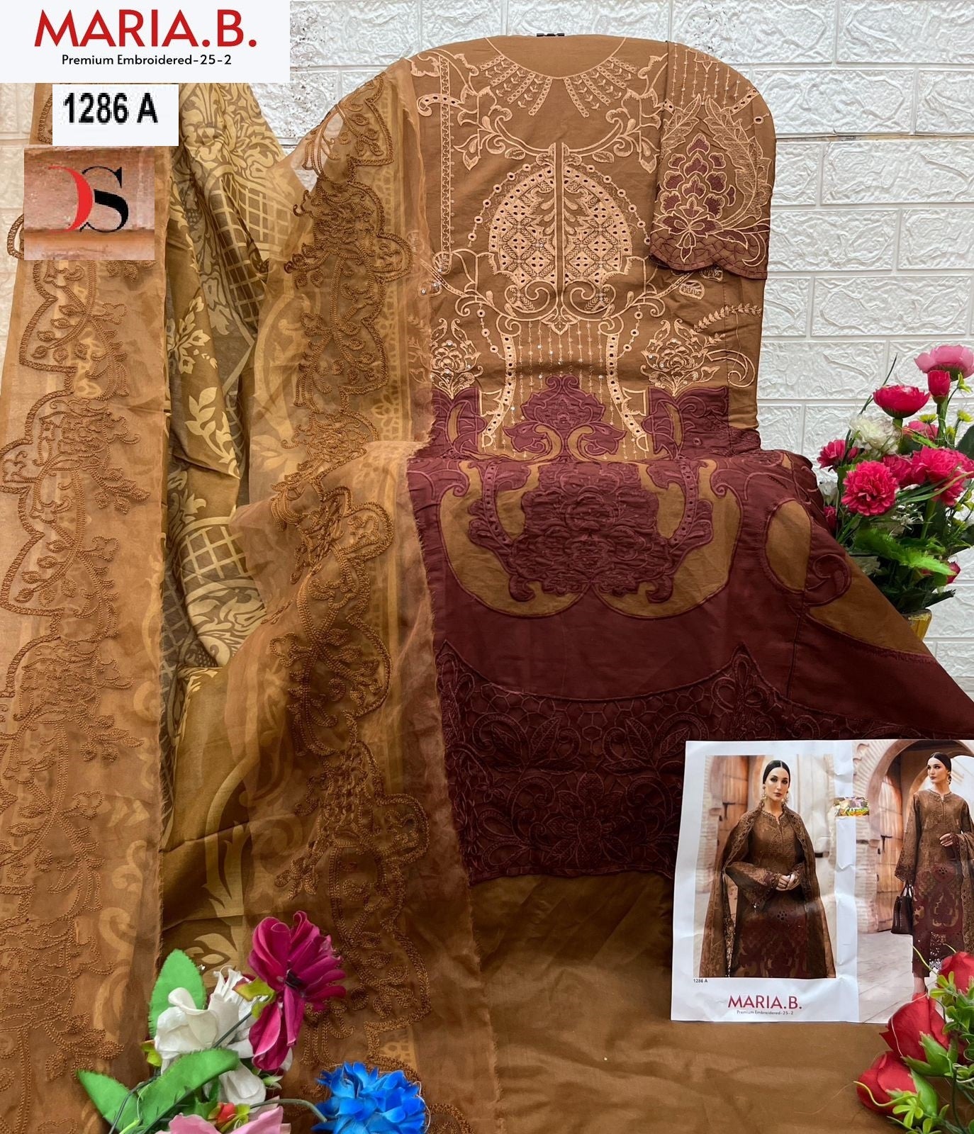 1286 A Maria B Premium Embroidered 25-2 Deepsy Embroidery Pakistani Patch Suits