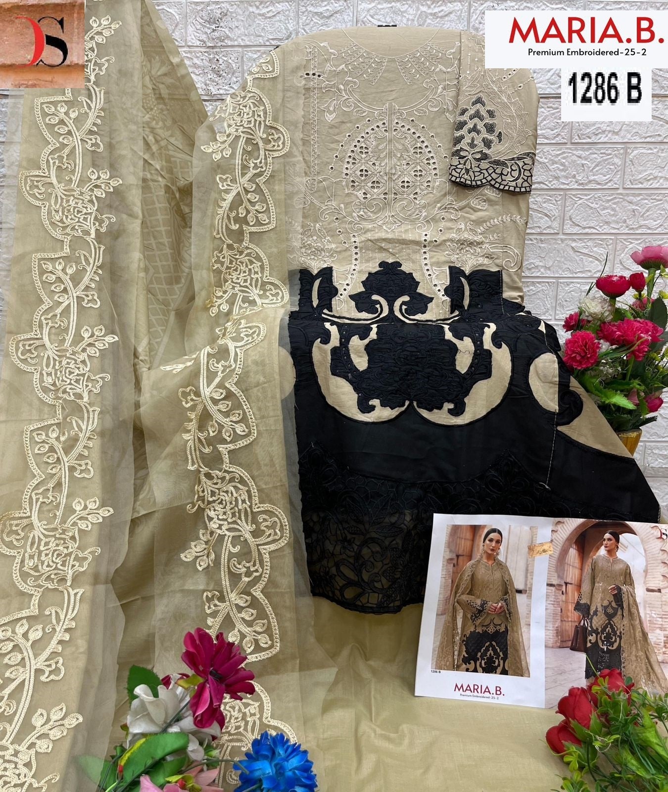 1286 B Maria B Premium Embroidered 25-2 Deepsy Embroidery Pakistani Patch Suits