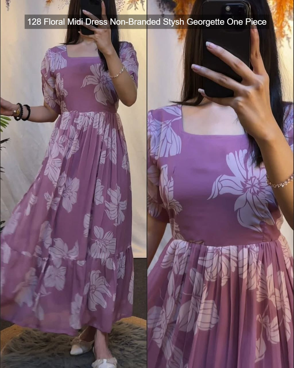 128 Floral Midi Dress Non-Branded Stysh Georgette One Piece