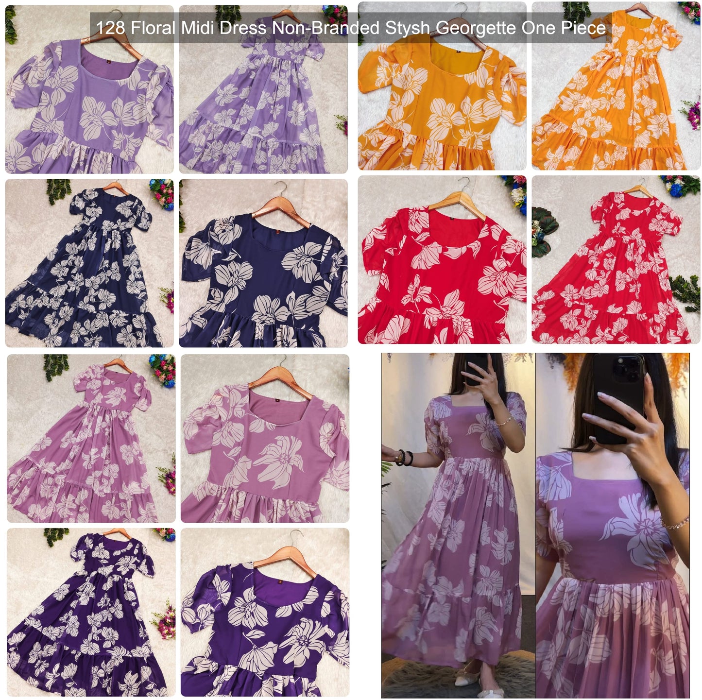 128 Floral Midi Dress Non-Branded Stysh Georgette One Piece