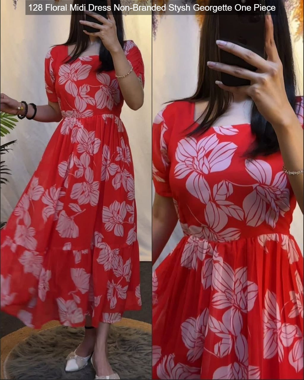 128 Floral Midi Dress Non-Branded Stysh Georgette One Piece