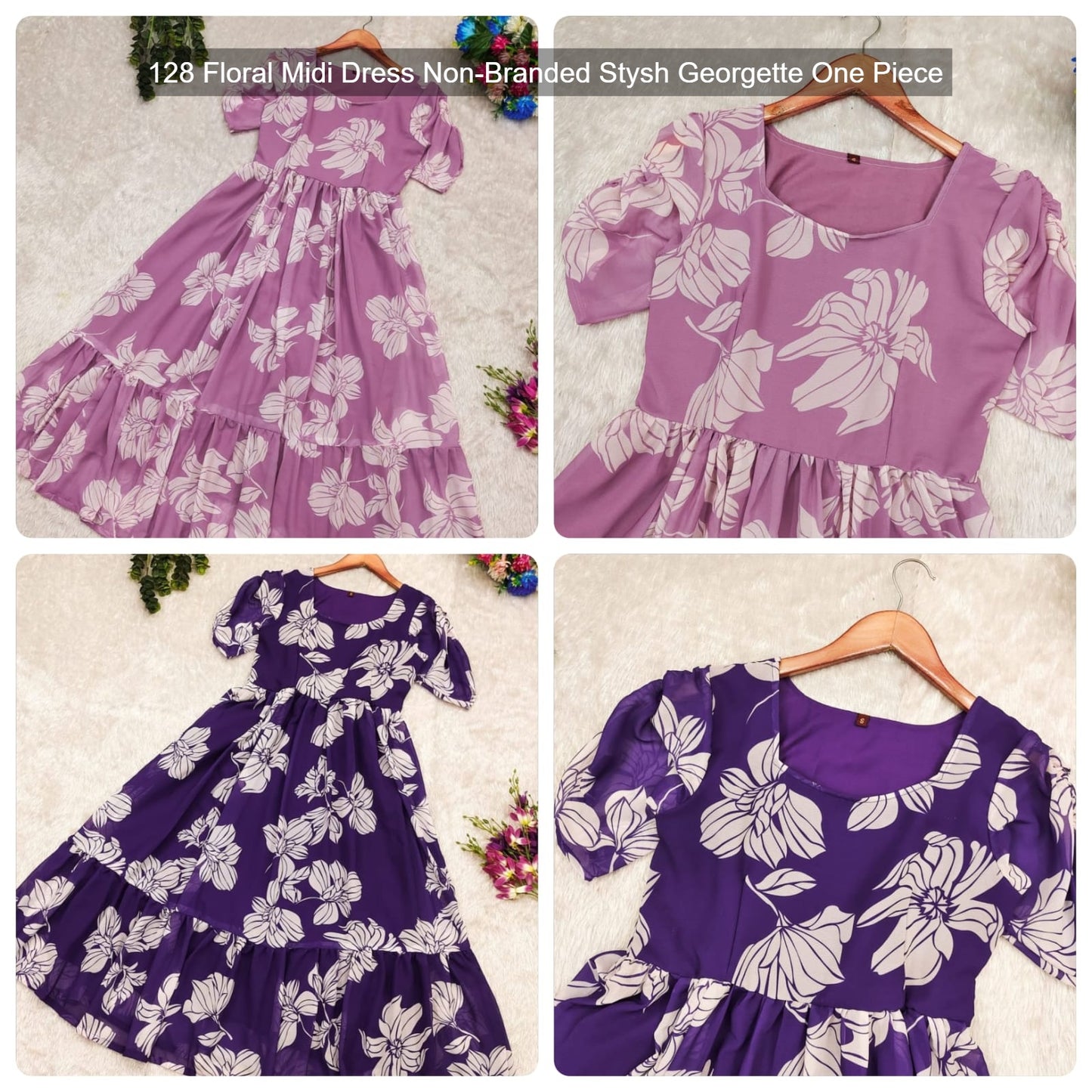 128 Floral Midi Dress Non-Branded Stysh Georgette One Piece