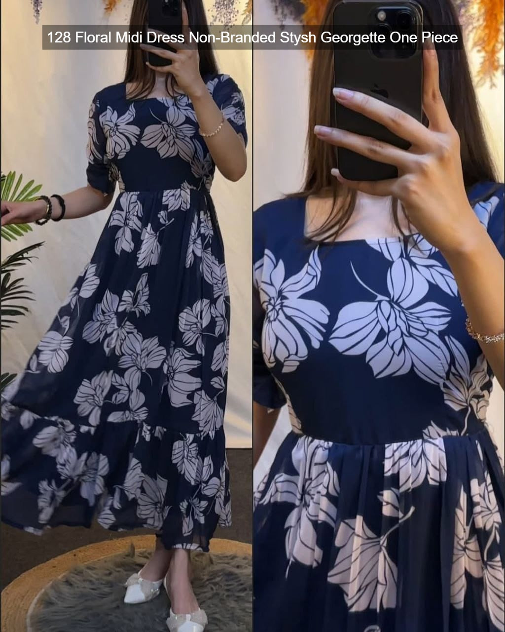 128 Floral Midi Dress Non-Branded Stysh Georgette One Piece