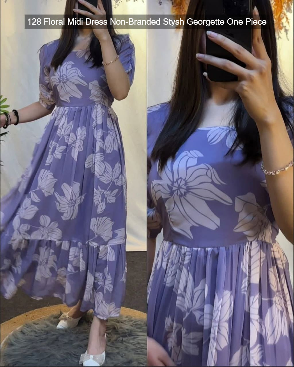 128 Floral Midi Dress Non-Branded Stysh Georgette One Piece