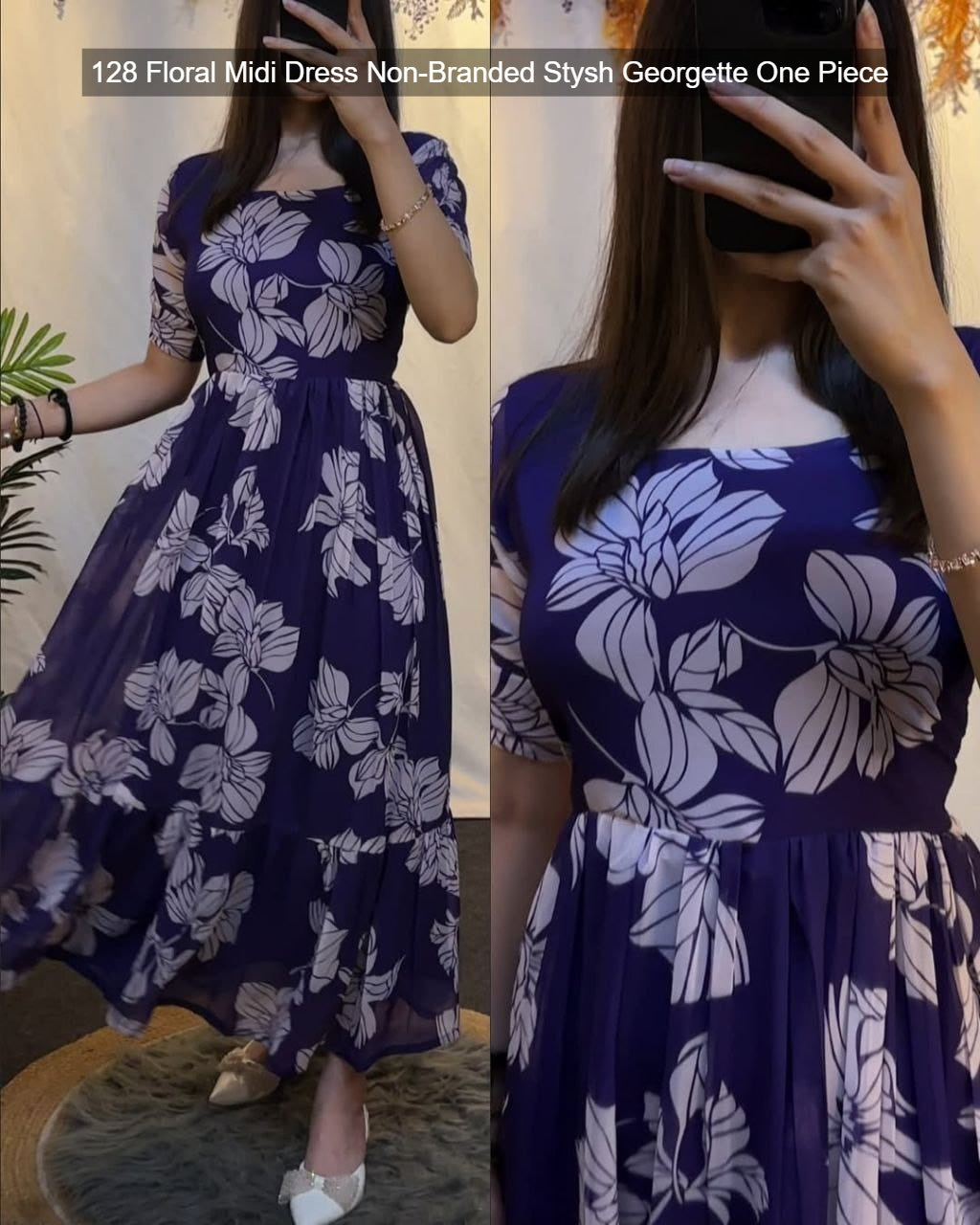 128 Floral Midi Dress Non-Branded Stysh Georgette One Piece