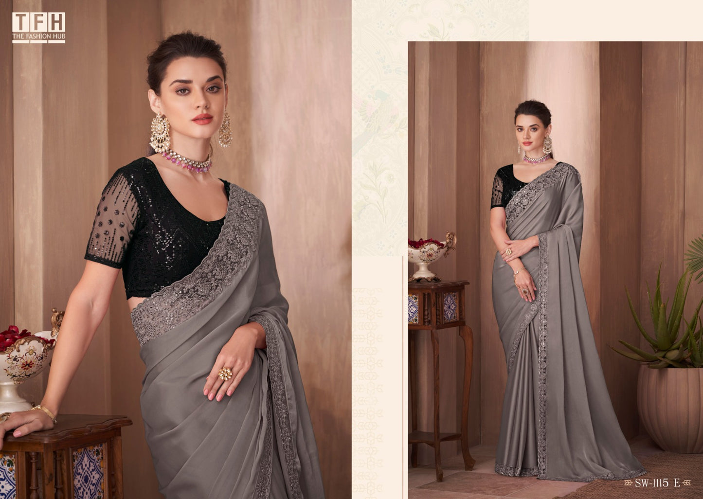 1115-E Sandalwood Tfh Sarees
