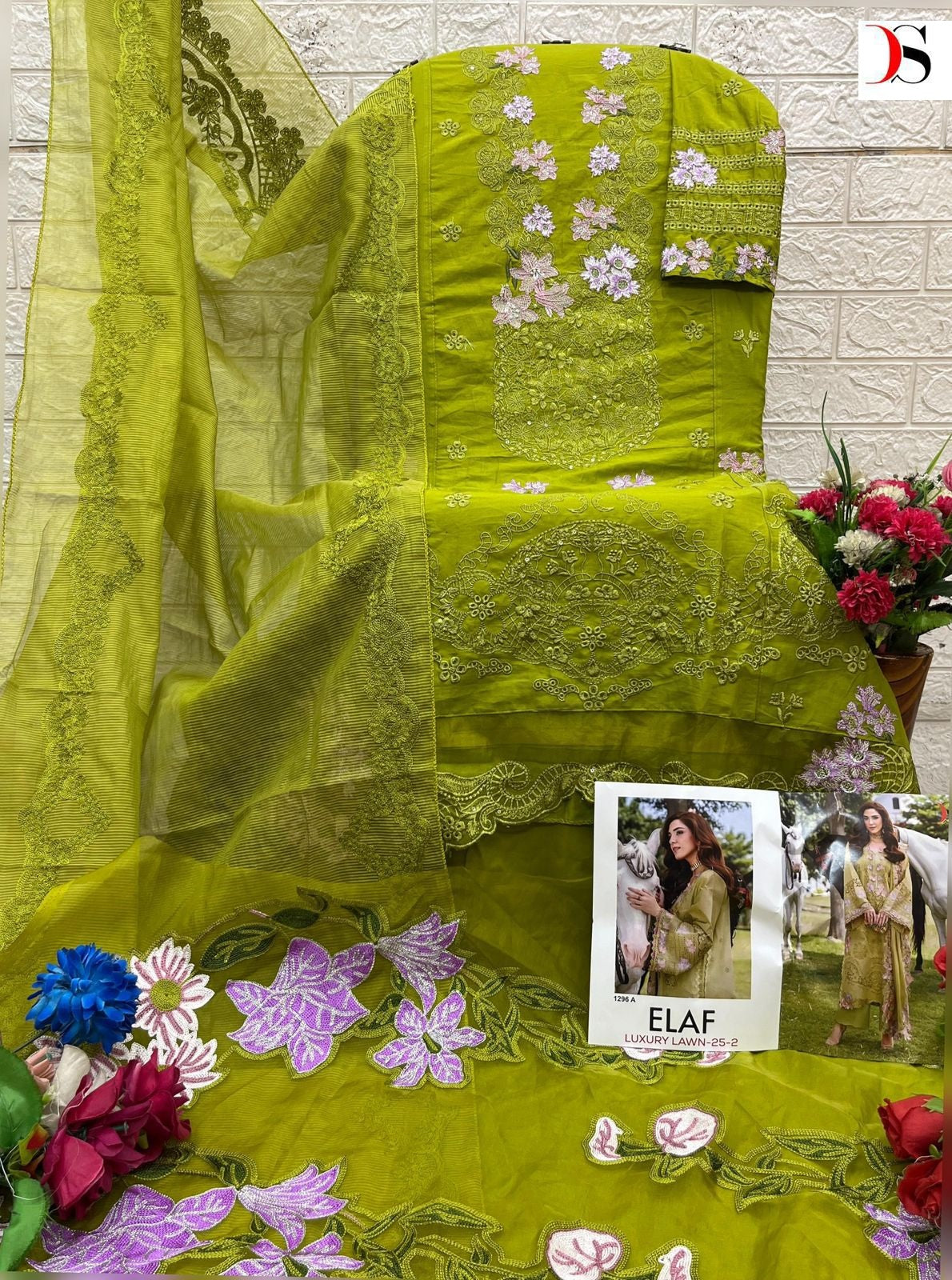1296-A Elaf Luxury Lawn 25-2 Deepsy Pure Cotton Pakistani Salwar Suits