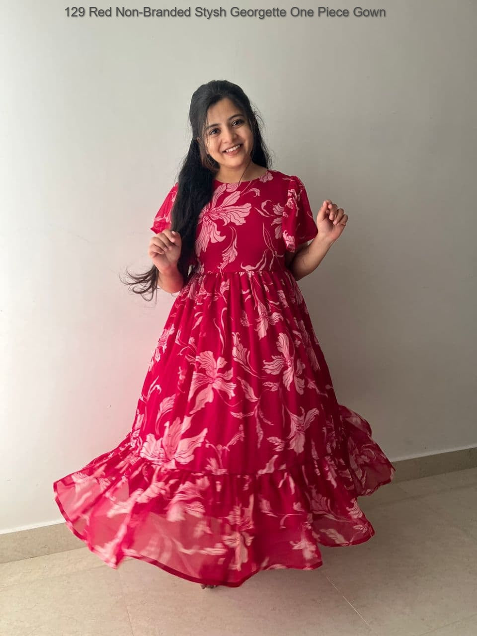 129 Red Non-Branded Stysh Georgette One Piece Gown