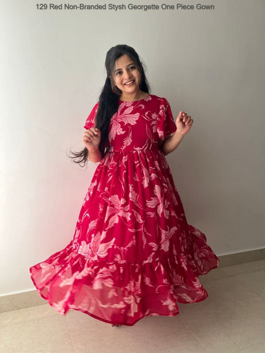 129 Red Non-Branded Stysh Georgette One Piece Gown