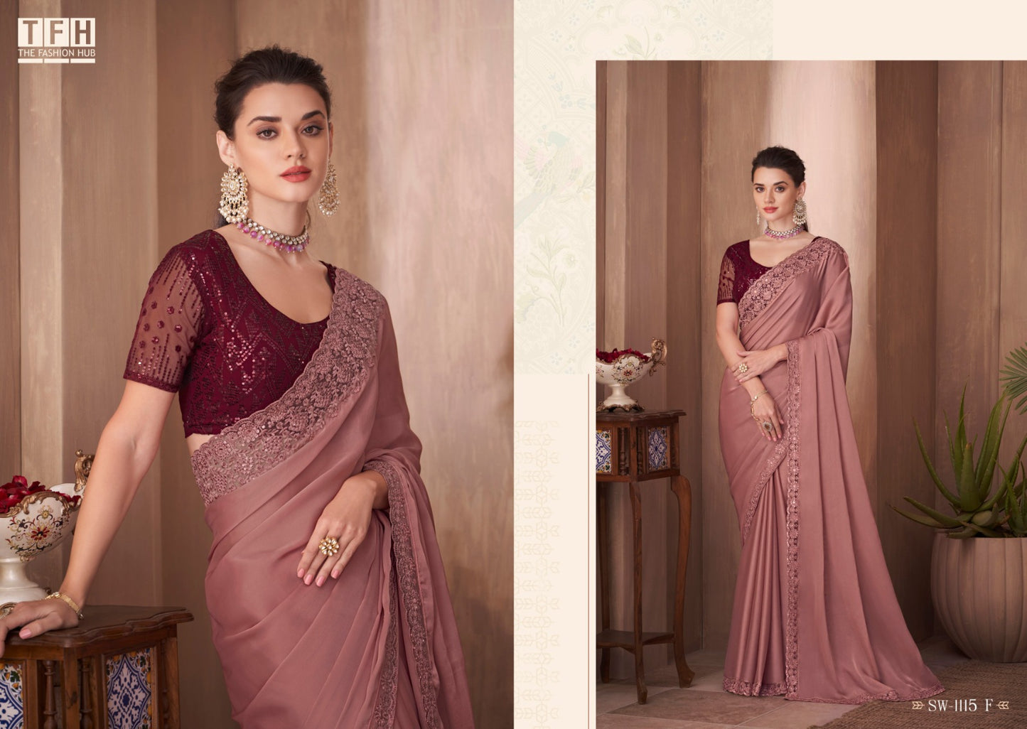 1115-F Sandalwood Tfh Sarees