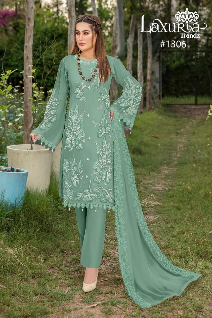 1306 Green Laxuria Trendz Handwork Pakistani Readymade Suits