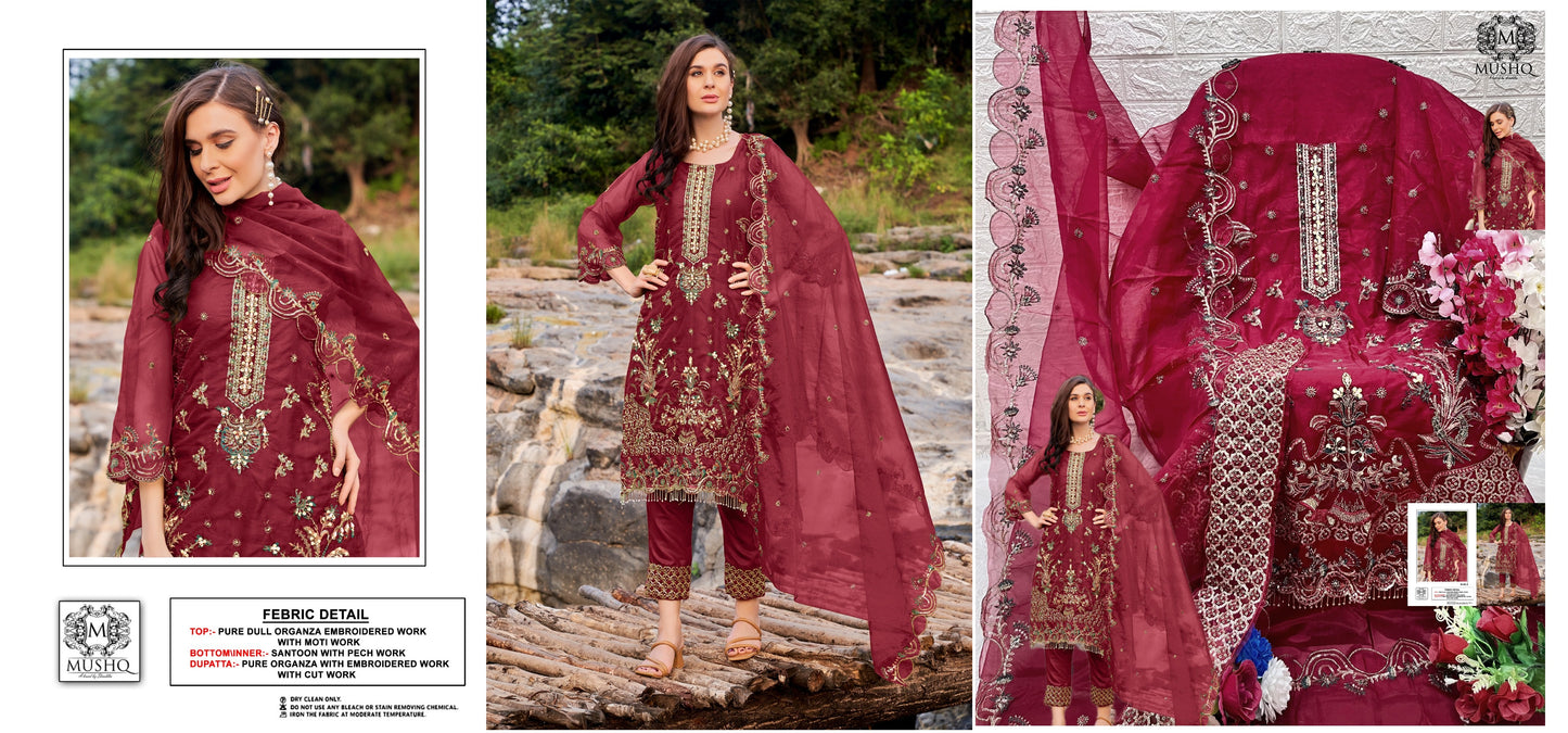 302Maroon Mushq Pakistani Salwar Suits